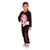 Trampoline Girls Black Printed Tshirt with Trackpant