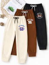 Trampoline Boys Cotton Blend Brooklyn Print Track Pants - Pack of 3 (Black, Cream & Brown)