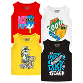Trampoline Boys Sleeveless Regular Fit T-Shirt (Pack of 4)