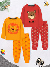 Trampoline Kids Boys Lion & Bear T-Shirt & Pajama Set Pack of 2 - Red & Yellow