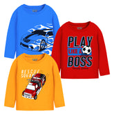 Trampoline Boys Full Sleeves Regular Fit T-Shirt Pack of 3 Blue Red Orange
