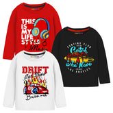 Trampoline Boys Full Sleeves Regular Fit T-Shirt (Pack of 3)