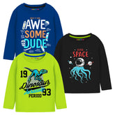 Trampoline Boys Full Sleeves Regular Fit T-Shirt (Pack of 3)