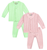 Trampoline Pack Of 2 Pastel Pink & Green Striped Thermal Set