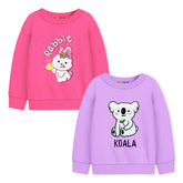 Trampoline Girls Full Sleeve Printed Sweatshirt (Pack of 2)