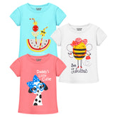 Trampoline Girls Half Sleeves Regular Fit T-Shirt (Pack of 3)