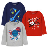 Trampoline Boys Full Sleeves Regular Fit T-Shirt (Pack of 3)