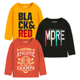 Trampoline Boys Full Sleeves Regular Fit T-Shirt (Pack of 3)