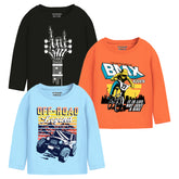 Trampoline Boys Full Sleeves Regular Fit T-Shirt (Pack of 3)