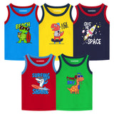 Trampoline Boys Pack of 5 Space Theme & Animal Vest - Multicolour