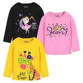Trampoline Girls Full Sleeves Regular Fit T-Shirt (Pack of 3)