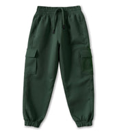 Trampoline Cotton Knit Terry Cargo Joggers With 4 Utility Pockets - Green