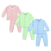 Trampoline Pack Of 3 Pink, Blue & Green Striped Thermal Set