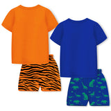 Trampoline Boys Pack of 2 Dinosaur & Tiger Clothing Set - Orange & Blue