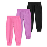 Trampoline Girls Pack of 3 Heart & Cat Track Pant - Black Pink & Purple