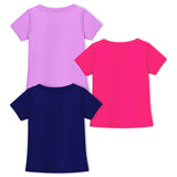 Trampoline Girls Pack of 3 Lovely Princess T-Shirt - Blue Pink & Purple