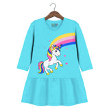 Trampoline Girls 3/4 Sleeve Midi Dress | Stylish Cotton Outfit with Cute Prints | Comfy, Breathable Everyday Wear for Kids | Pack of 1