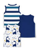 Trampoline Boys Sleeveless All Over Printed Printed T-Shirt Pack of 3