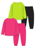 Trampoline Kids Girls Panda & Butterfly T-Shirt & Pajama Set Pack of 2 - Multicolor