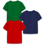 Trampoline Boys Pack of 3 Football & Motorcycle T-Shirt - Blue Red & Green