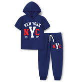 Trampoline Boys Printed Hooded T-shirt & Track Pant Set Pack of 1