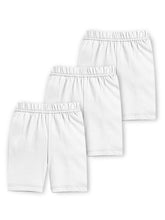 Trampoline Girls Cotton Lycra Solid Cycling Shorts Pack of 3 - White