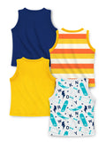 Trampoline Boys Sleeveless All Over Printed Printed T-Shirt Pack of 4