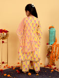 Trampoline Girls Floral Printed Kurta & Sharara Set With Dupatta