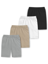 Trampoline Girls Cotton Lycra Solid Cycling Shorts Pack of 4 - Multicolour