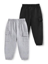 Trampoline Cotton Blend Knit Pack Of 2 Solid Cargo Joggers - Black & Grey
