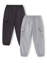 Trampoline Cotton Blend Knit Pack Of 2 Solid Joggers With Elastic Waistband & 2 Pocket- Charcoal Grey & Light Grey