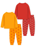 Trampoline Kids Boys Lion & Bear T-Shirt & Pajama Set Pack of 2 - Red & Yellow