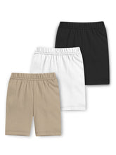 Trampoline Girls Cotton Lycra Solid Cycling Shorts Pack of 3 - Multicolour