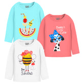 Trampoline Girls Full Sleeves Regular Fit T-Shirt (Pack of 3)