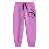 Trampoline Girls Pack of 3 Heart & Cat Track Pant - Black Pink & Purple