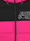 Trampoline Girls Colorblocked Hooded Padded Jacket - Pink & Black
