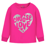 Girls Choose Love Printed T-Shirt & Track Pants Set – Pink | Trampoline Kids