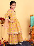 Trampoline Girls Floral Printed Kurta & Sharara Set With Dupatta