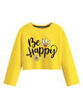 Girls Be Happy Printed Crop Top & Joggers Set – Yellow | Trampoline Kids