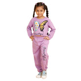 Trampoline Girls Purple Printed Crop Top with Trackpant