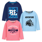 Trampoline Boys Graphic Print Full Sleeve T-Shirts Pack of 3