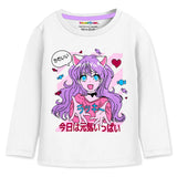 Girls Text Printed T-Shirt with Track Pant Set – White & Purple | Trampoline Kids