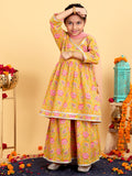 Trampoline Girls Floral Printed Kurta & Sharara Set With Dupatta