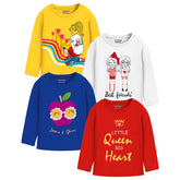 Trampoline Girls Full Sleeves Regular Fit T-Shirt (Pack of 4)