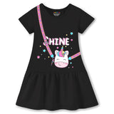 Trampoline Girls Midi Dress Combo | Half Sleeve Cotton Dresses with Fun Prints | Soft & Stylish Everyday Outfits for Kids | Pack of 2