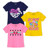 Trampoline Girls Graphic Print Half Sleeve T-Shirts Pack of 3
