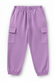 Girls Text Printed T-Shirt with Track Pant Set – White & Purple | Trampoline Kids