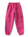 Girls Be Happy Print Crop Top & Cargo Jogger Set – White & Pink | Trampoline Kids