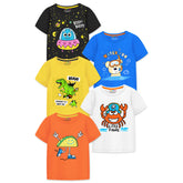 Trampoline Boys Graphic Print Half Sleeve T-Shirts Pack of 5