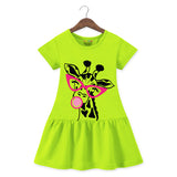 Trampoline Girls Midi Dress Combo | Half Sleeve Cotton Dresses with Fun Prints | Soft & Stylish Everyday Outfits for Kids | Pack of 2